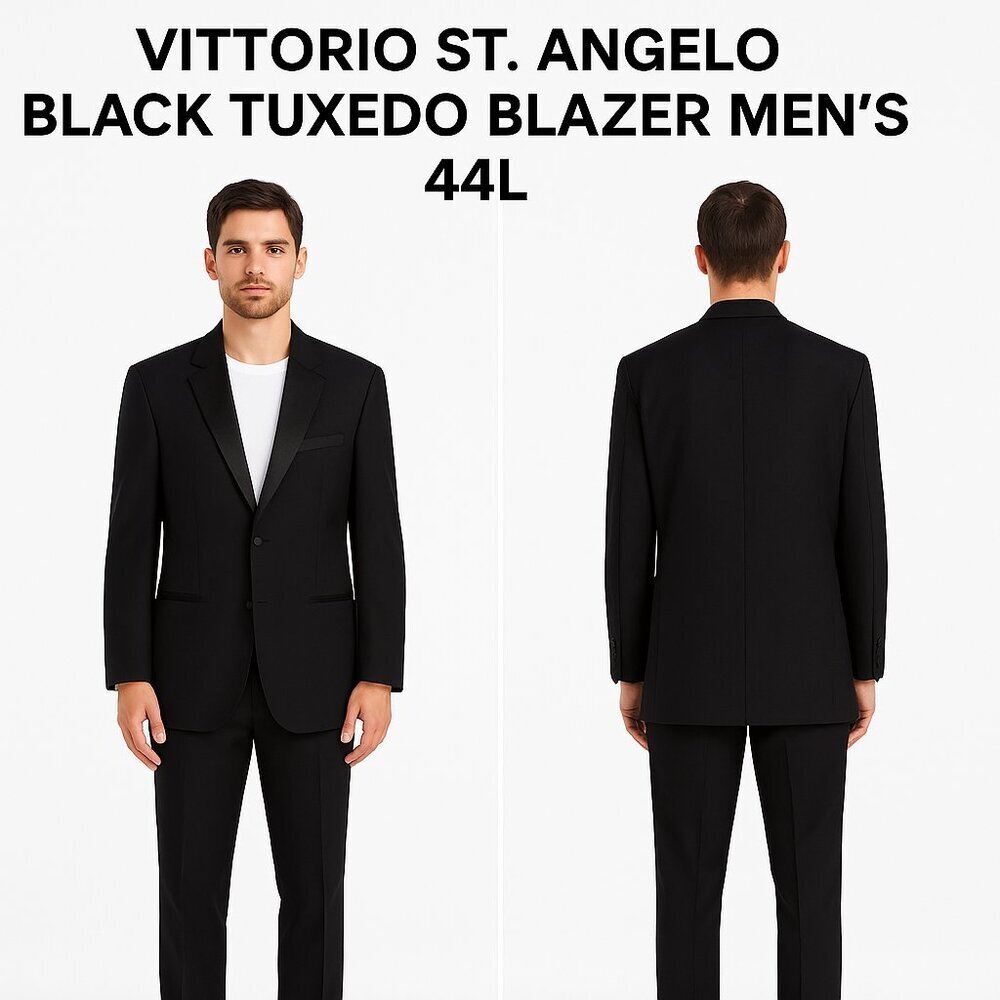 VITTORIO ST. ANGELO BLACK TUXEDO BLAZER MEN’S 44L